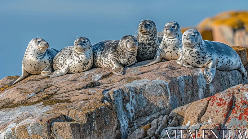 Captivating Image: Seals Resting on Ocean Rock AI Image