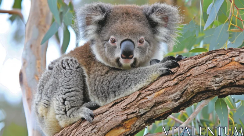 Majestic Koala Portrait on a Tree Branch AI Image