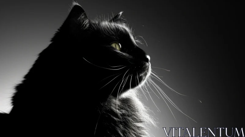 Mysterious Black Cat Profile with Yellow Eyes AI Image