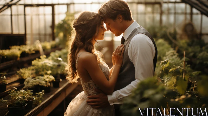 Romantic Wedding Portrait in Greenhouse - Y2K Aesthetic AI Image