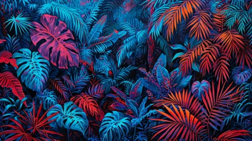 Vibrant Tropical Jungle with Colorful Leaves - Nature Photography