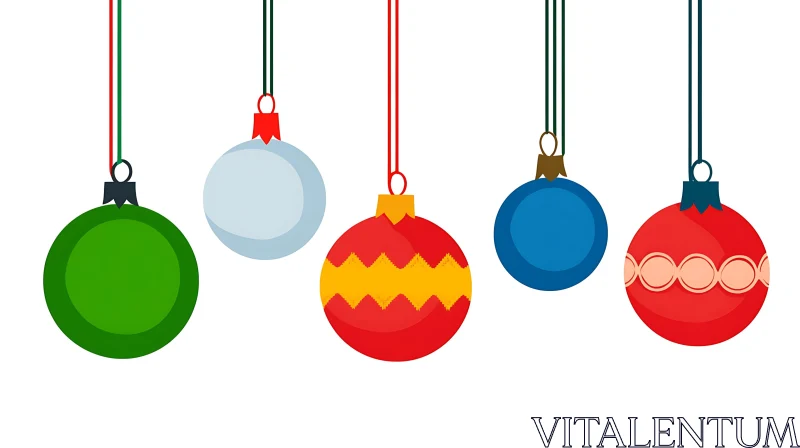 Festive Christmas Baubles: Colorful Holiday Decor AI Image