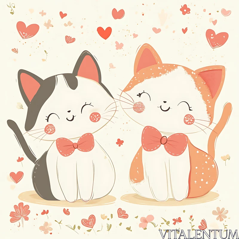 Whimsical Cat Companions with Bow Ties AI Image