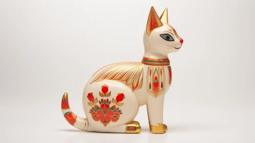 Ancient Egyptian Cat Figurine 3D Rendering