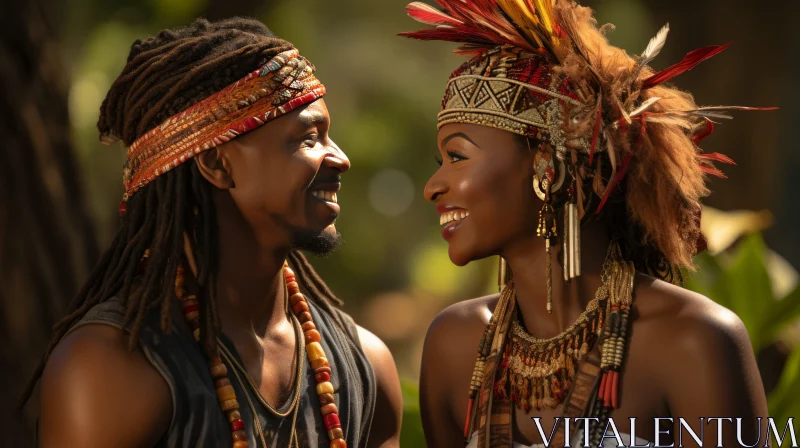AI ART Authentic African Couple Celebrating Love - Stock Photo