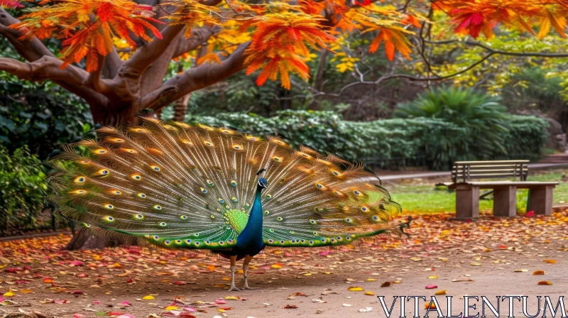 Captivating Peacock Photograph in a Park AI Image