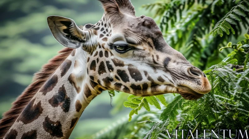 Close-up of a Majestic Giraffe in a Forest AI Image