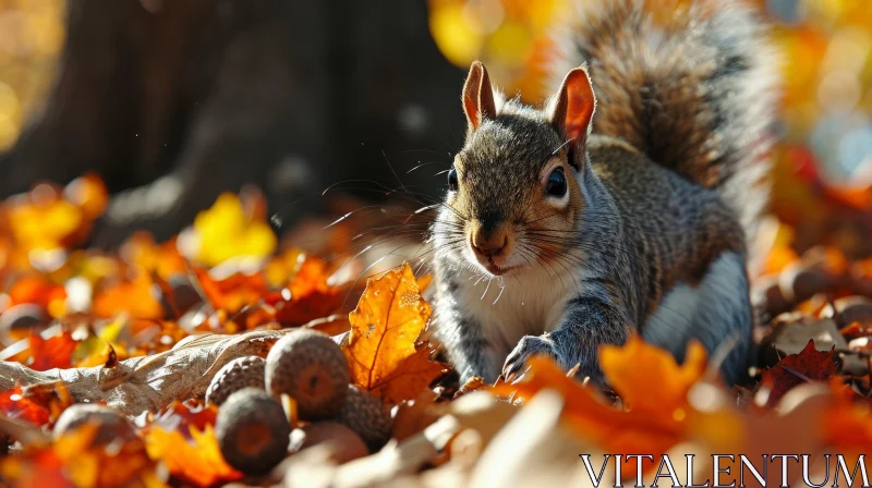 AI ART Close-Up of Squirrel in Fall | Detailed Wildlife Photography