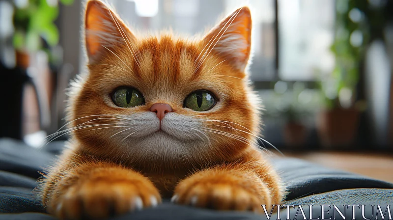 Adorable Ginger Cat Close-Up AI Image