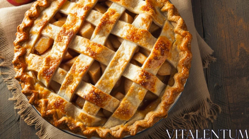 AI ART Delicious Rustic Homemade Apple Pie with Lattice Crust
