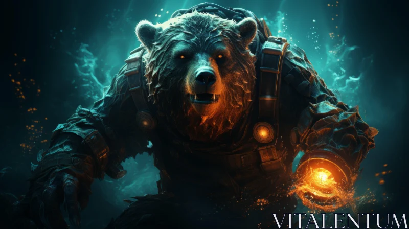 Fantasy-Inspired Bear Art | Sci-Fi Steampunk Space Theme AI Image