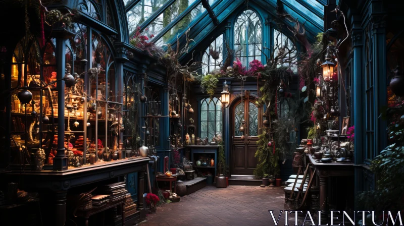 Glass House Room with Festive Atmosphere - Botanical Accuracy AI Image
