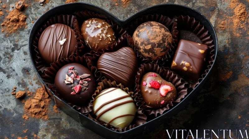 Heart-Shaped Box of Chocolates - Close-Up Still Life Photography AI Image
