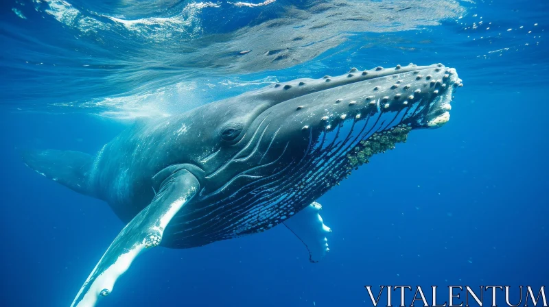 AI ART Majestic Humpback Whale Swimming Underwater