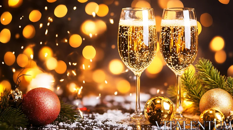 Holiday Cheers with Sparkling Champagne AI Image