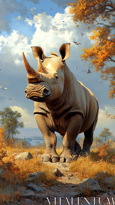 AI ART Autumn Safari with Rhinoceros