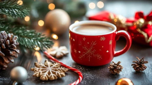 Holiday Ambiance: Hot Cocoa and Christmas Decorations