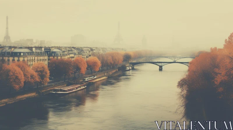 Autumn in Paris: A Captivating Cityscape on the Eiffel River AI Image