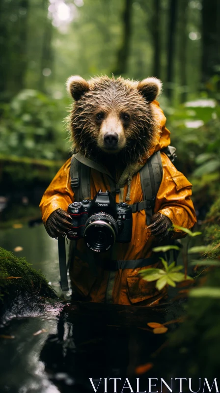 Bear Photographer in the Jungle - An Enchanting Portrayal AI Image