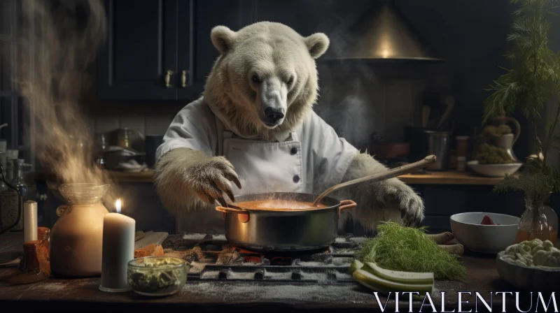 Chef Polar Bear Cooking - A Warmcore Visual Story AI Image