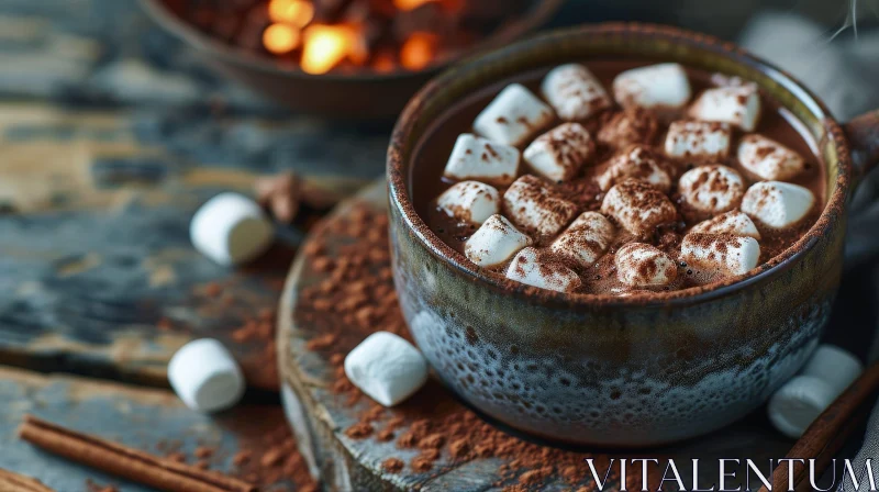 Cozy Winter Vibes: Cup of Hot Chocolate with Marshmallows AI Image