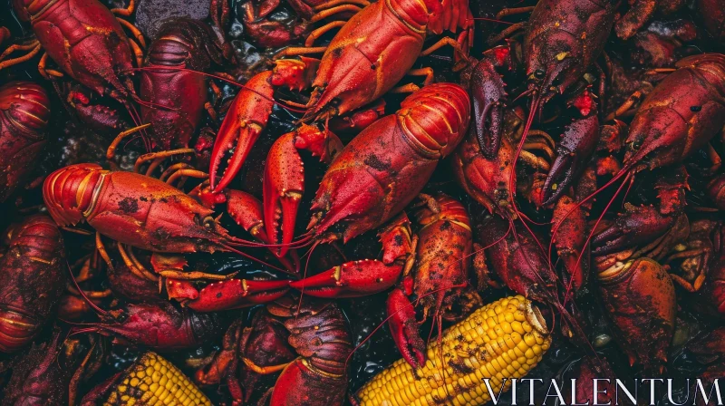 Delicious Boiled Crawfish and Corn on the Cob | Food Photography AI Image