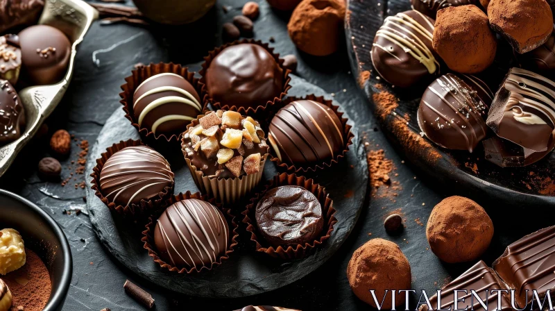 Delicious Variety of Chocolates - Close-up Food Photography AI Image