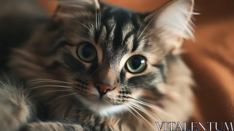 Detailed Fluffy Cat Portrait AI Image