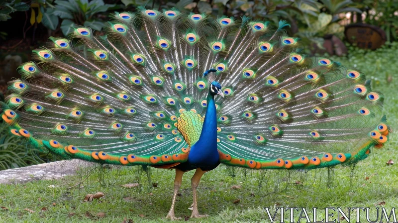 Majestic Peacock Display in Nature AI Image