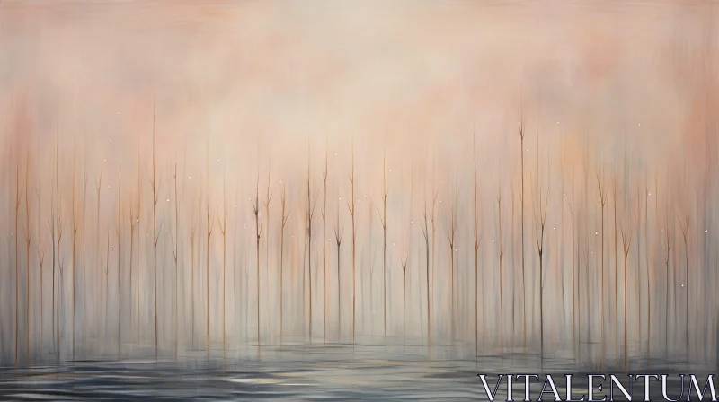 Misty Forest Painting - Dreamlike Nature Landscape AI Image
