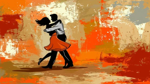 Romantic Tango Dance Illustration with Bold Brush Strokes