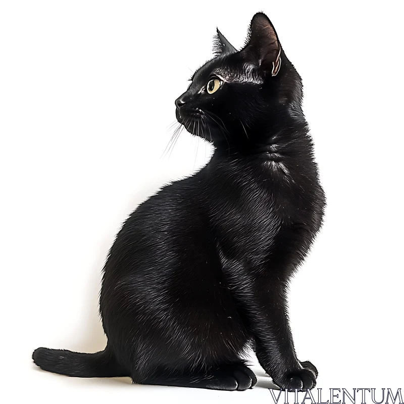 Sleek Black Cat Profile AI Image