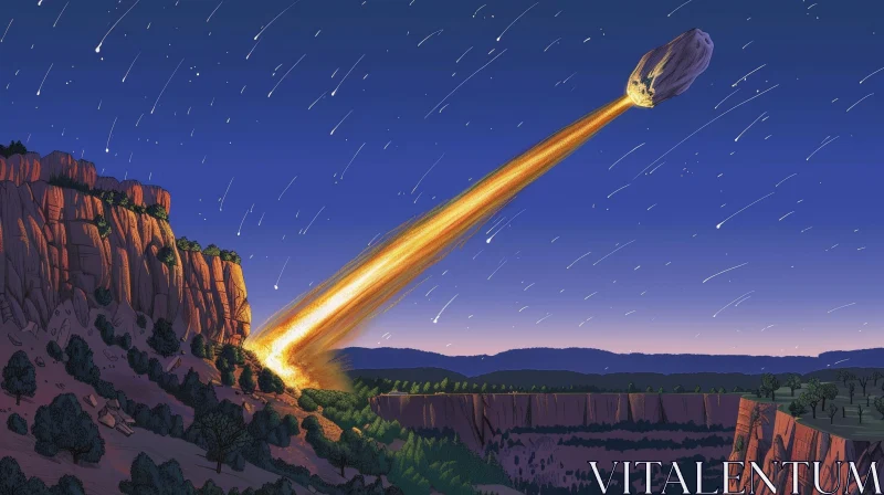 Apocalyptic Asteroid Impact on Earth AI Image