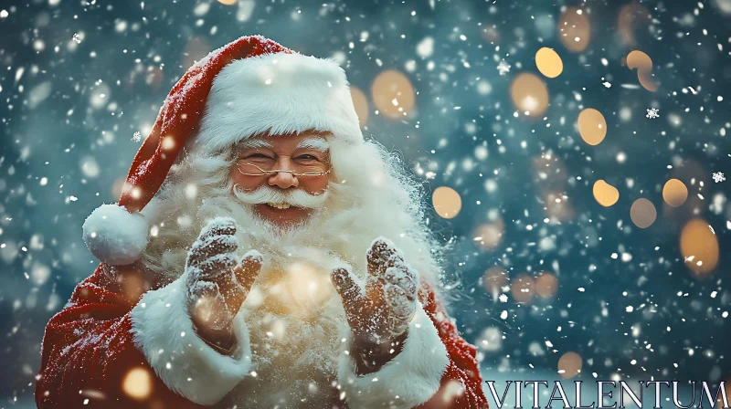 AI ART Santa Claus Amidst Snowflakes