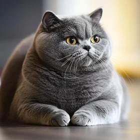 Close-Up of Grey British Shorthair Cat