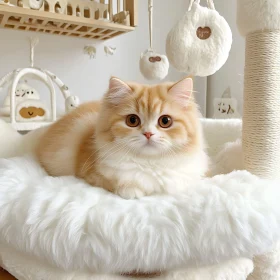 Cute Orange and White Cat in Cozy Indoor Setting