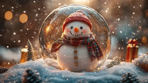 Snowman in Glass Globe - Holiday Decoration