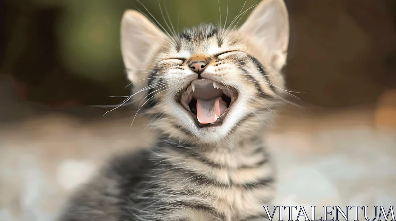 AI ART Cute Tabby Kitten Laughing Portrait