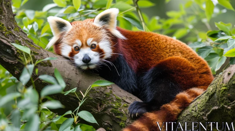 Captivating Image of a Red Panda Resting on a Tree Branch AI Image