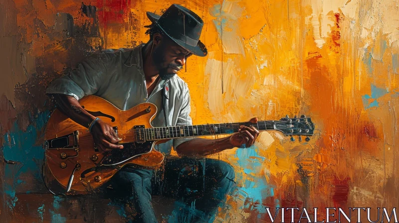 Captivating Jazz Musician Painting | Guitarist Artwork AI Image