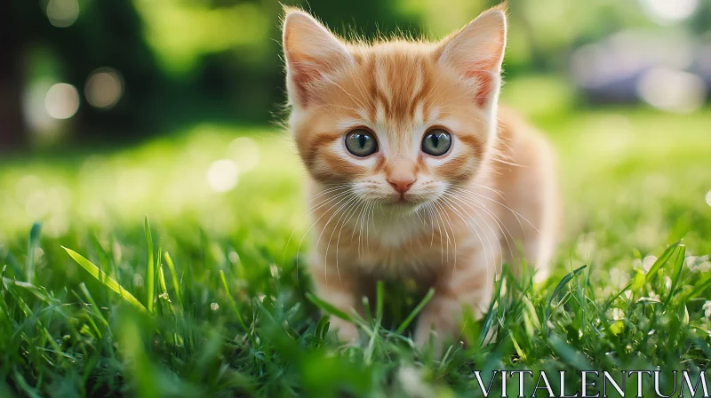 Ginger Kitten Exploring Outdoors AI Image