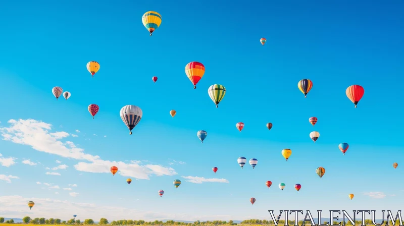 Colorful Hot Air Balloon Festival in Blue Sky AI Image