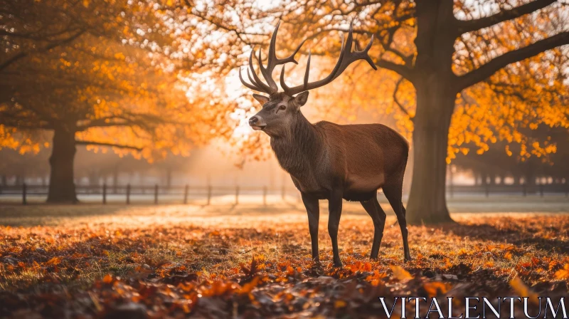 AI ART Serene Forest: Majestic Red Deer in Nature's Embrace