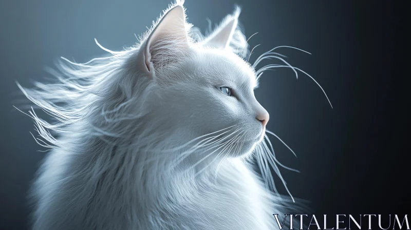 Profile of a Majestic White Cat AI Image