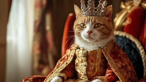 Regal Cat in Ornate Royal Costume