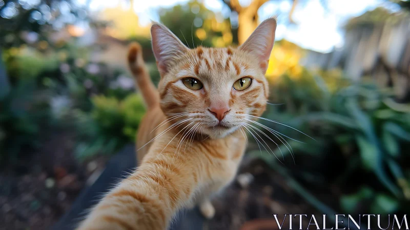 Ginger Cat Taking a Selfie Outdoors AI Image