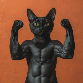 Anthropomorphic Muscular Cat in a Confident Pose