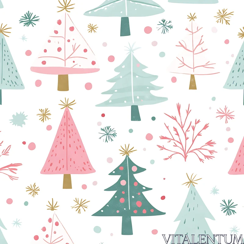 AI ART Festive Pastel Christmas Tree Decorations