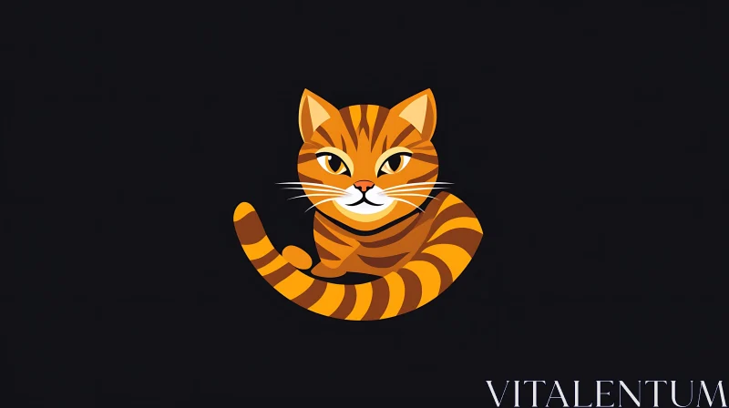 Orange Striped Cat Cartoon Drawing AI Image