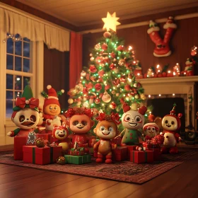 Whimsical Christmas Decor with Cheerful Characters